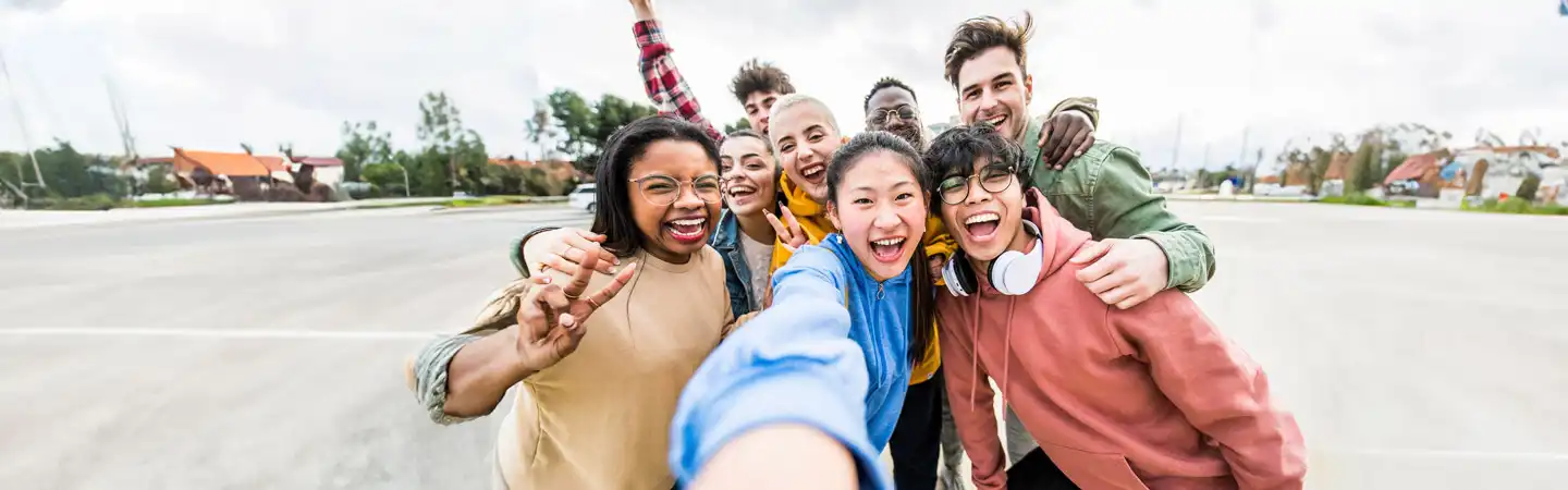 group of diverse young international students smiling