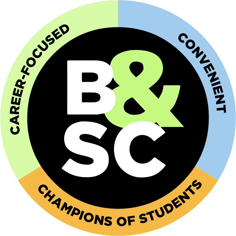 Career-Focused, Convenient, and Champion Of Students Emblem